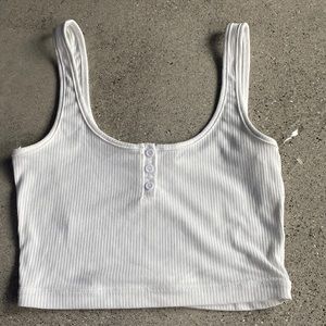 White Ripped Cropped Tank Top. Size Small.